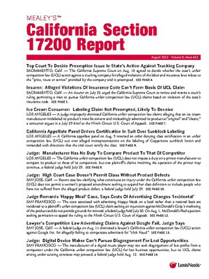 cover image of Mealey's California Section 17200 Report